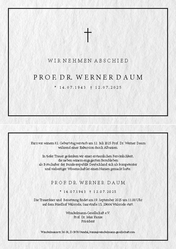 Trauerfeier Prof. Dr. Werner Daum